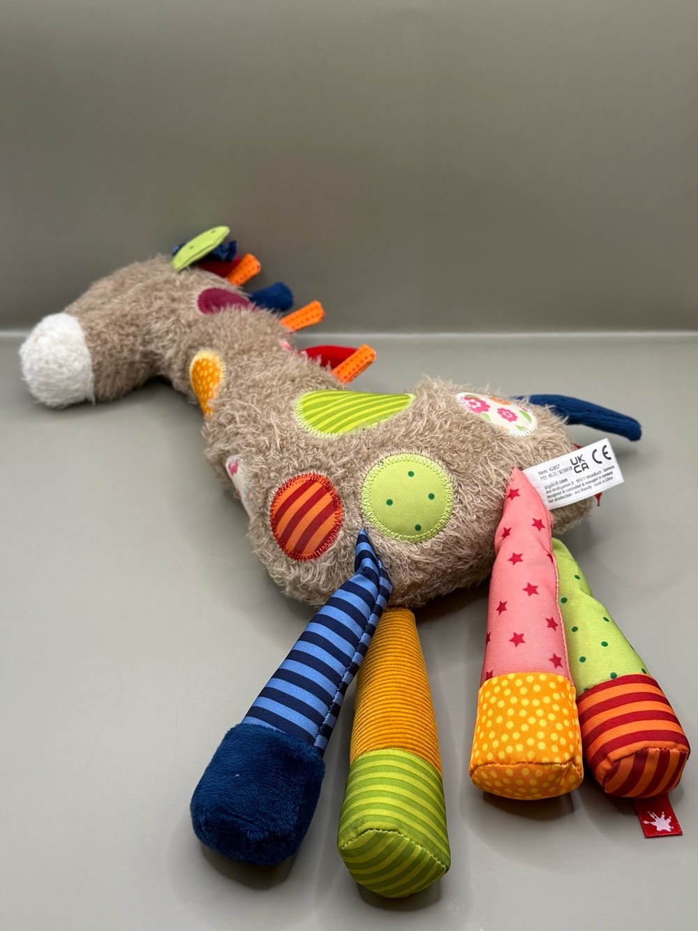 Sigikid Patchwork Giraffe Plush Baby Lovey Stuffed Animal